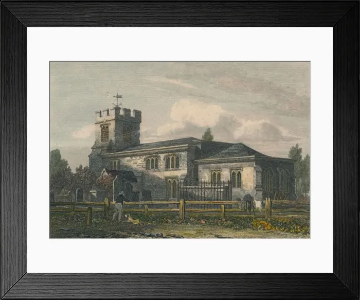Framed Print : Finchley Church, Middlesex, 1815. Artist: Letitia Byrne