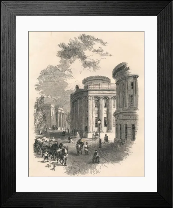 Framed Print : Old Town Hall and Commercial Buildings, Leeds, c19th century Framed Print : Old Town Hall and Commercial Buildings, Leeds, c19th century