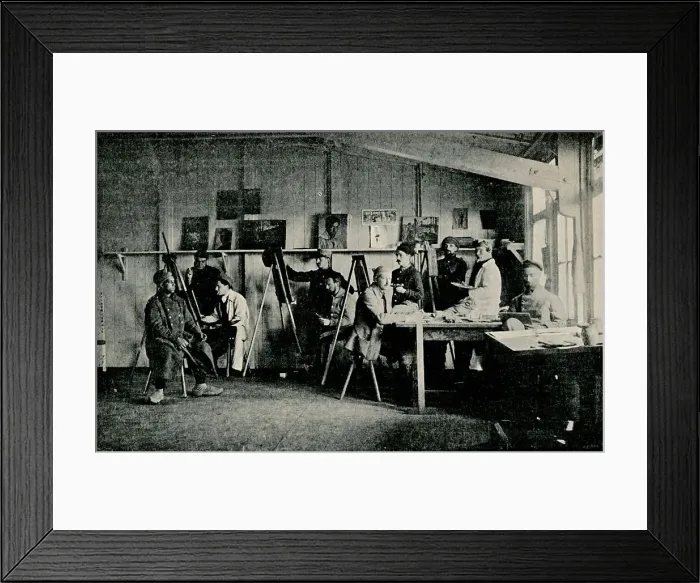 Framed Print : Artist Prisoners of War in their studio at Giessen, c1916 Framed Print : Artist Prisoners of War in their studio at Giessen, c1916