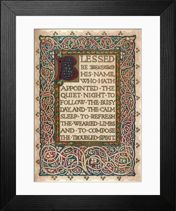Framed Print : Illuminated manuscript to illustrate Walter Scotts The Talisman, c1830. Artist: Sangorski and Sutcliffe Framed Print : Illuminated manuscript to illustrate Walter Scotts The Talisman, c1830. Artist: Sangorski and Sutcliffe