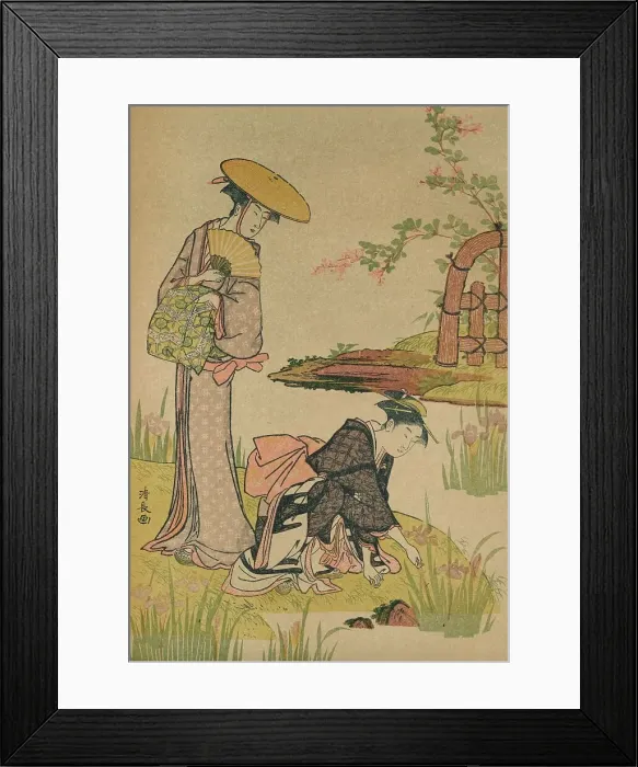 Framed Print : The Iris Garden, c1784. Artist: Torii Kiyonaga Framed Print : The Iris Garden, c1784. Artist: Torii Kiyonaga