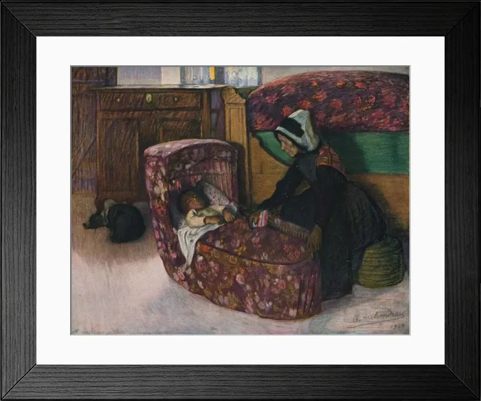 Framed Print : Mere Et Enfant, Interieur Vendeen, 1900. Artist: Charles Milcendeau Framed Print : Mere Et Enfant, Interieur Vendeen, 1900. Artist: Charles Milcendeau