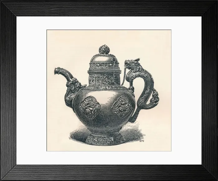 Framed Print : Tibetan Tea-Pot with Dragon Spout and Handle Showing Chinese Influence, c1904 Framed Print : Tibetan Tea-Pot with Dragon Spout and Handle Showing Chinese Influence, c1904