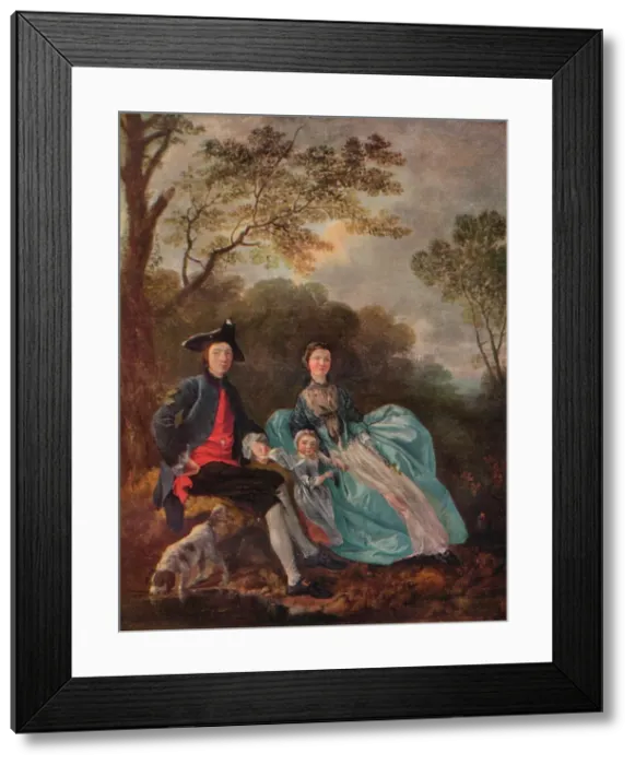 Framed Print : Portrait of the Artist with his Wife and Daughter, c1748. Artist: Thomas Gainsborough