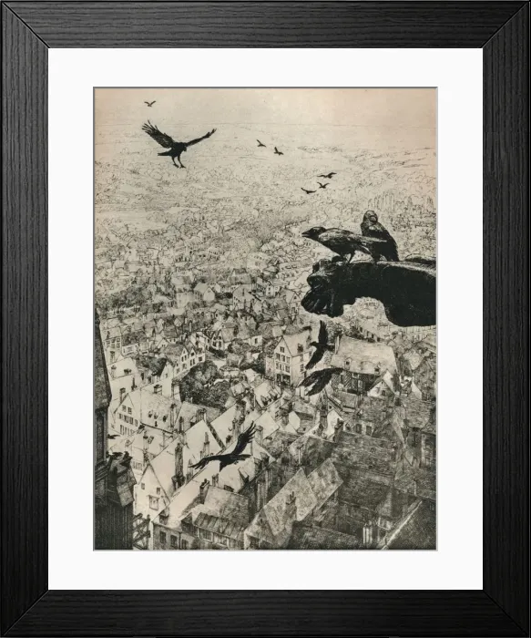 Framed Print : The Jackdaws of Chartres, 1917. Artist: George Marples Framed Print : The Jackdaws of Chartres, 1917. Artist: George Marples
