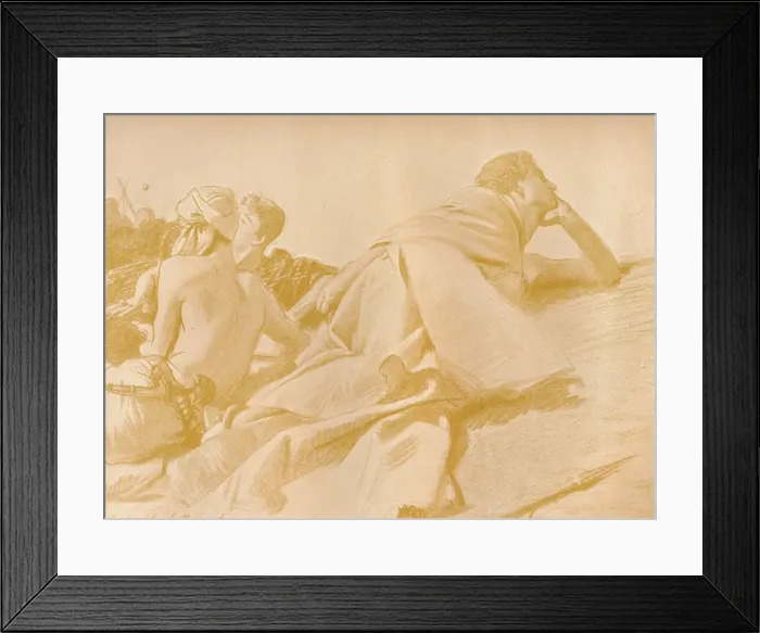 Framed Print : Reclining Figures (David in Sauls Camp), c1905. Artist: John Singer Sargent Framed Print : Reclining Figures (David in Sauls Camp), c1905. Artist: John Singer Sargent