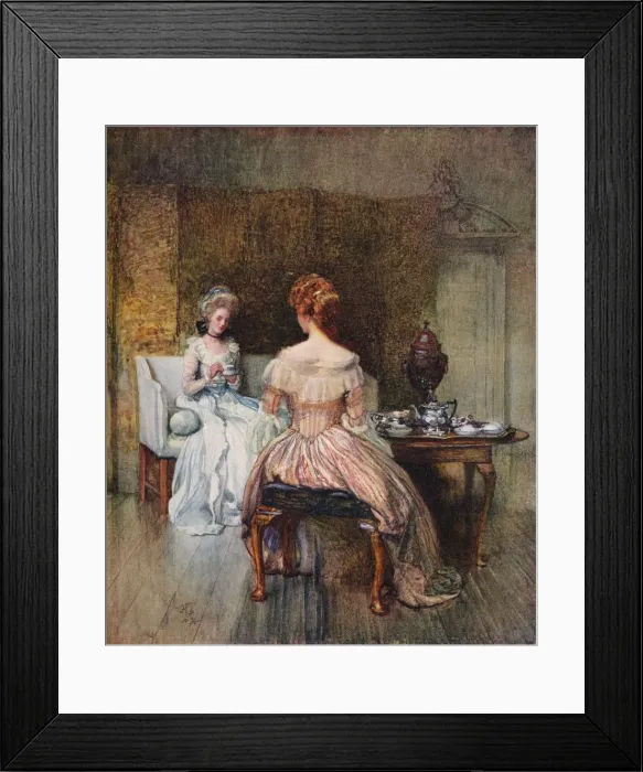 Framed Print : A Dish of Bohea in the Days of the Georges, c1870. Artist: Joseph Walter West Framed Print : A Dish of Bohea in the Days of the Georges, c1870. Artist: Joseph Walter West