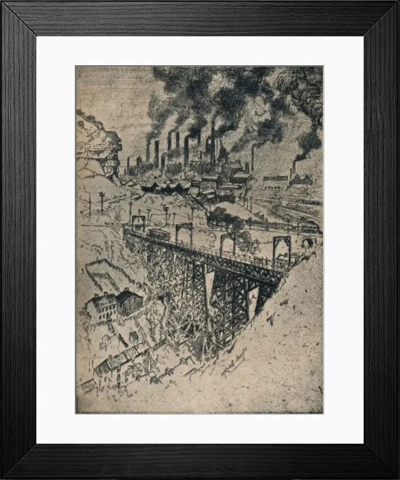 Framed Print : Steel-Edgar Thomson Works, 1909. Artist: Joseph Pennell Framed Print : Steel-Edgar Thomson Works, 1909. Artist: Joseph Pennell