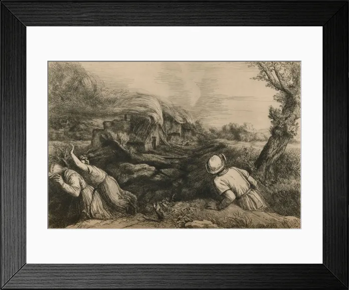 Framed Print : The Burning Village, c1880. Artist: Alphonse Legros Framed Print : The Burning Village, c1880. Artist: Alphonse Legros