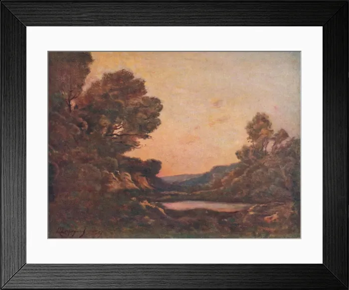Framed Print : Coucher Du Soleil, 1907. Artist: Henri-Joseph Harpignies Framed Print : Coucher Du Soleil, 1907. Artist: Henri-Joseph Harpignies