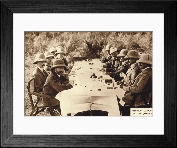 Framed Print : Shikar lunch in the jungle, 1911 (1935) Framed Print : Shikar lunch in the jungle, 1911 (1935)