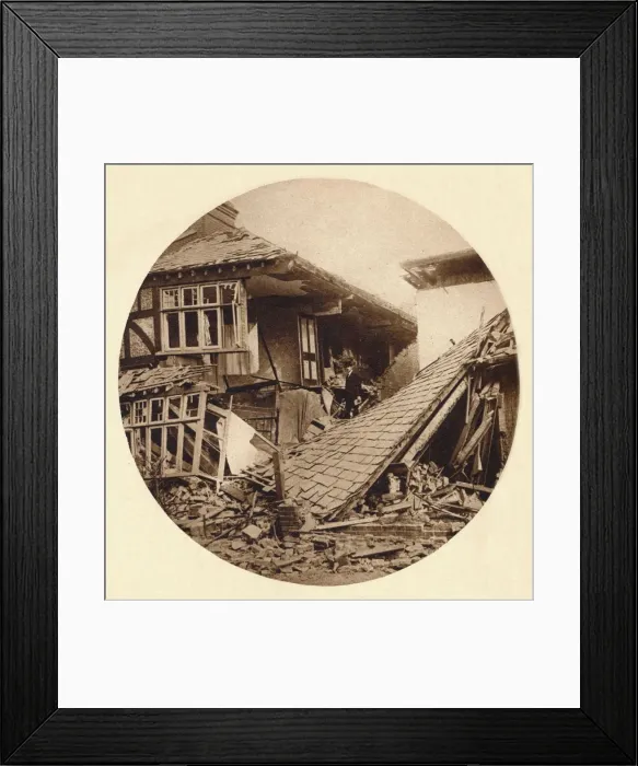 Framed Print : Air raid damage in Croydon, 1915 (1935) Framed Print : Air raid damage in Croydon, 1915 (1935)