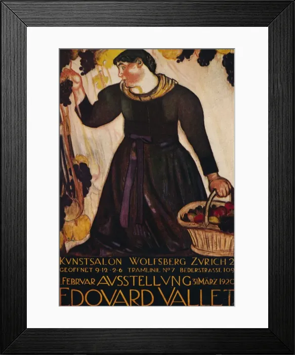 Framed Print : Poster by Edouard Vallet, for his exhibition at the Wolfsberg Gallery, Zurich, 1920. Artist: Edouard Vallet Framed Print : Poster by Edouard Vallet, for his exhibition at the Wolfsberg Gallery, Zurich, 1920. Artist: Edouard Vallet