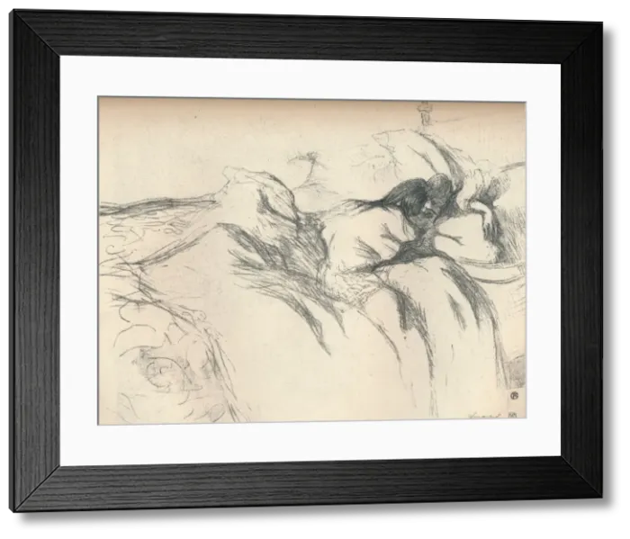 Framed Print : Woman Waking Up in Bed, 1896. Artist: Henri de Toulouse-Lautrec Framed Print : Woman Waking Up in Bed, 1896. Artist: Henri de Toulouse-Lautrec