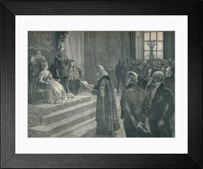 Framed Print : Pesenting the patriotic address to the Queen on the eve of the Crimean War, 1854 (1906) Framed Print : Pesenting the patriotic address to the Queen on the eve of the Crimean War, 1854 (1906)