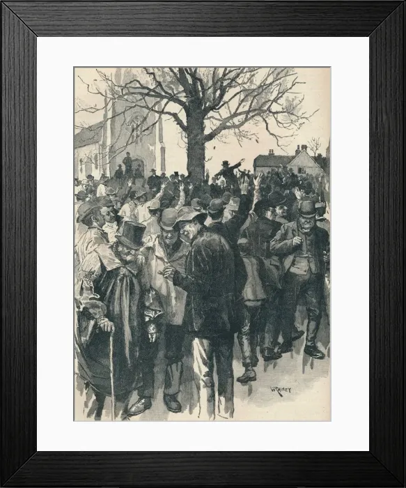 Framed Print : Warwickshire farm labourers strike: meeting at Whitnash, 1872 (1906). Artist: William Rainey Framed Print : Warwickshire farm labourers strike: meeting at Whitnash, 1872 (1906). Artist: William Rainey