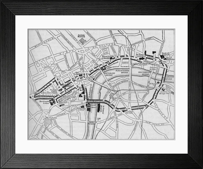 Framed Print : Plan of the route of the Queens procession on Diamond Jubilee Day, London, 1897 (1906) Framed Print : Plan of the route of the Queens procession on Diamond Jubilee Day, London, 1897 (1906)