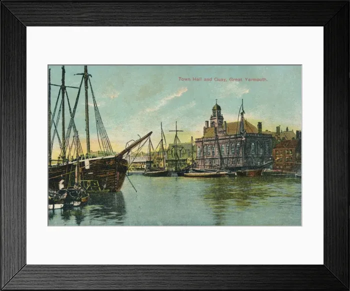 Framed Print : Town hall and quay, Great Yarmouth, Norfolk, c1905 Framed Print : Town hall and quay, Great Yarmouth, Norfolk, c1905