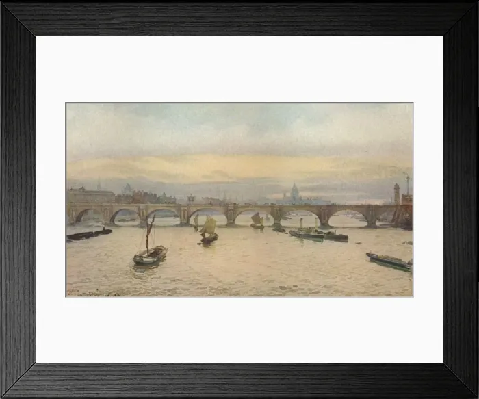 Framed Print : Waterloo Bridge From Charing Cross Railway Bridge, 1888 (1926). Artist: John Crowther