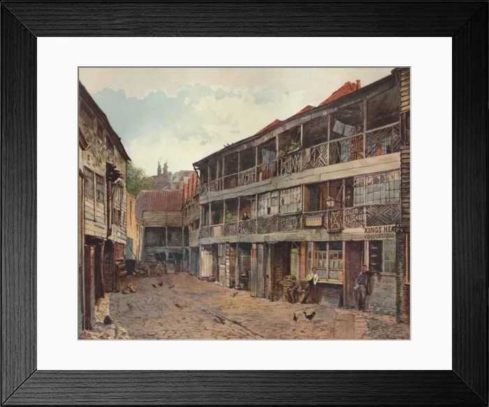 Framed Print : Kings Head Inn and Kings Head Inn Yard, Borough High Street, Southwark, London, 1879. Artist: John Crowther Framed Print : Kings Head Inn and Kings Head Inn Yard, Borough High Street, Southwark, London, 1879. Artist: John Crowther