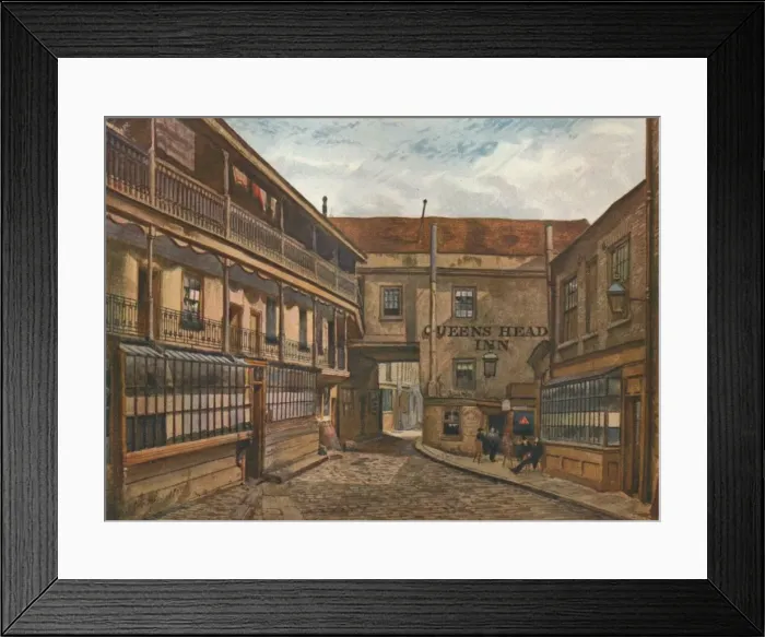Framed Print : The Yard of the Queens Head Inn, Borough, Southwark, London, 1880 (1926) Artist: John Crowther Framed Print : The Yard of the Queens Head Inn, Borough, Southwark, London, 1880 (1926) Artist: John Crowther