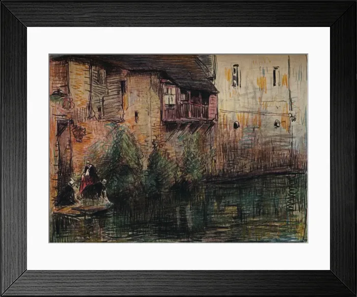 Framed Print : Canal Scene, Quimperle, c1907. Artist: William Henry Charlton Framed Print : Canal Scene, Quimperle, c1907. Artist: William Henry Charlton