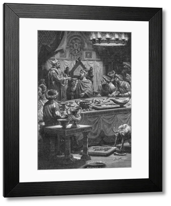 Framed Print : The Bishop of Laon swearing allegiance to Charles, Duke of Lorraine, 10th century (1909) Framed Print : The Bishop of Laon swearing allegiance to Charles, Duke of Lorraine, 10th century (1909)