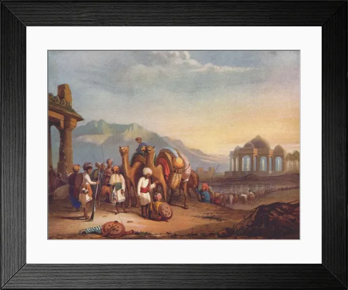 Framed Print : Travellers with Escort in the Ancient Province of Kattywar, 1908 Framed Print : Travellers with Escort in the Ancient Province of Kattywar, 1908