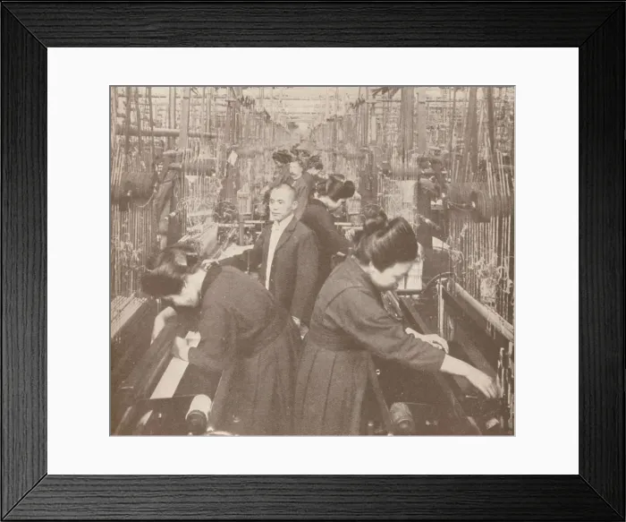 Framed Print : The busy interior of a flourishing silk factory in Japan, 1907 Framed Print : The busy interior of a flourishing silk factory in Japan, 1907