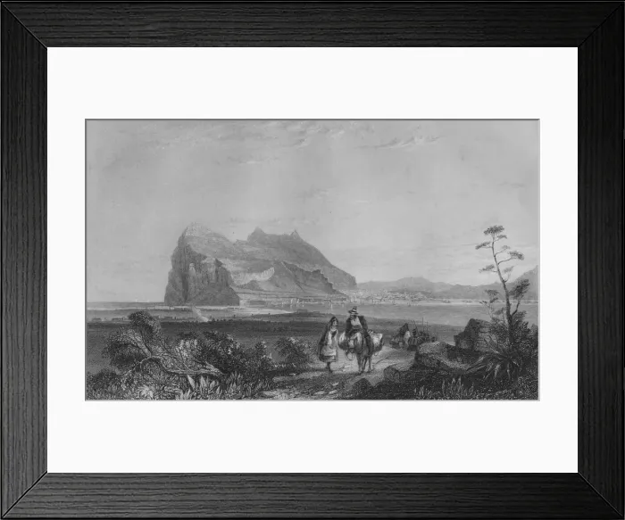 Framed Print : Gibraltar. From the lower Signal Tower at the foot of the Queen of Spains Chair, 1840. Artist: Edward Francis Finden Framed Print : Gibraltar. From the lower Signal Tower at the foot of the Queen of Spains Chair, 1840. Artist: Edward Francis Finden
