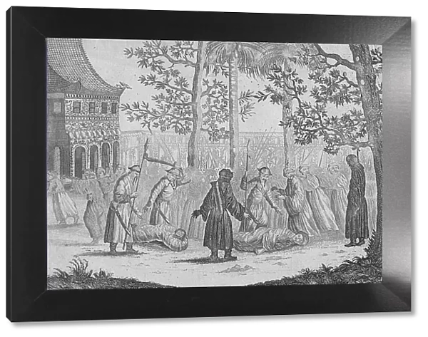 Death of the last Chinese Emperor of the Ming in 1644 from Nieuhof, 1745. Artist: George Childs