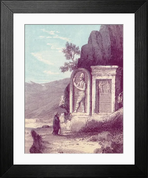 Framed Print : Assyrian Scuplture at the Nahr El Kelb or Dog River, c19th century Framed Print : Assyrian Scuplture at the Nahr El Kelb or Dog River, c19th century