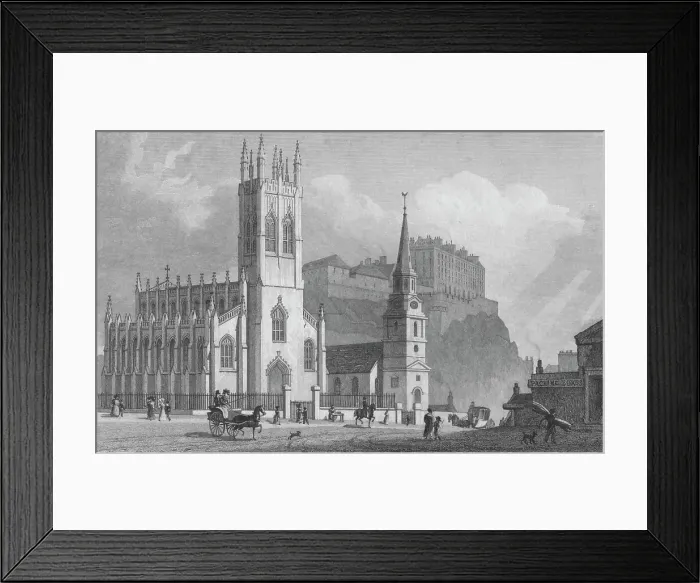 Framed Print : St. Johns Chapel, St. Cuthberts Church, and New Barracks, 1829. Artist: WH Bond Framed Print : St. Johns Chapel, St. Cuthberts Church, and New Barracks, 1829. Artist: WH Bond