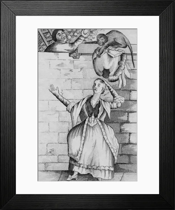 Framed Print : Slight of hand by a Monkey - or the Ladys head unloaded, c1812 Framed Print : Slight of hand by a Monkey - or the Ladys head unloaded, c1812