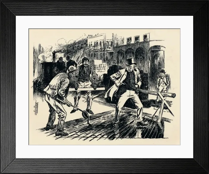 Framed Print : Roads up as usual, c1900. Artist: James Frank Sullivan Framed Print : Roads up as usual, c1900. Artist: James Frank Sullivan