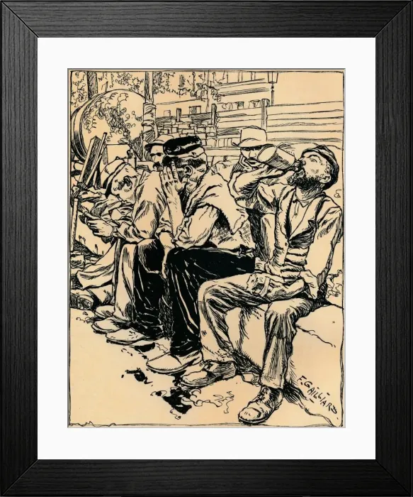 Framed Print : Workmen at Dinner, c1900. Artist: Franz Gailliard Framed Print : Workmen at Dinner, c1900. Artist: Franz Gailliard