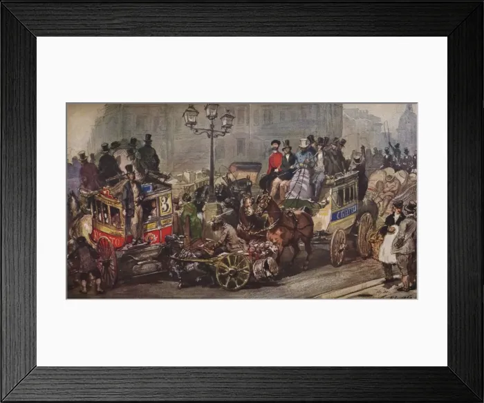 Framed Print : Scene at Ludgate Circus, 1850. Artists: Otto Limited, Eugene Louis Lami Framed Print : Scene at Ludgate Circus, 1850. Artists: Otto Limited, Eugene Louis Lami