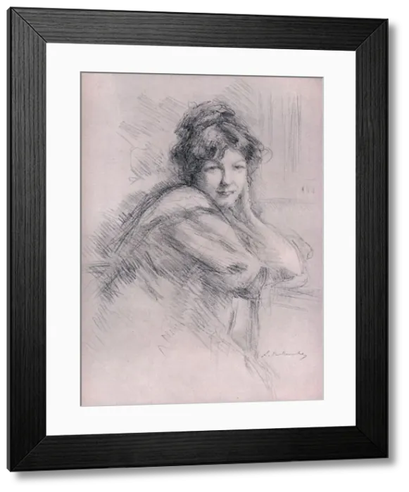 Framed Print : Lithograph portrait of a woman, c1905. Artist: Albert de Belleroche Framed Print : Lithograph portrait of a woman, c1905. Artist: Albert de Belleroche