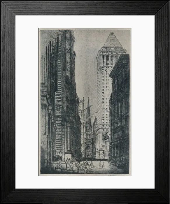 Framed Print : Wall Street, New York, c1913. Artist: William Monk Framed Print : Wall Street, New York, c1913. Artist: William Monk