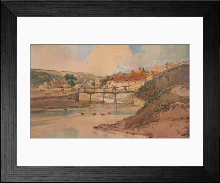 Framed Print : The Old Wooden Bridge, c1800. Artist: Thomas Girtin Framed Print : The Old Wooden Bridge, c1800. Artist: Thomas Girtin