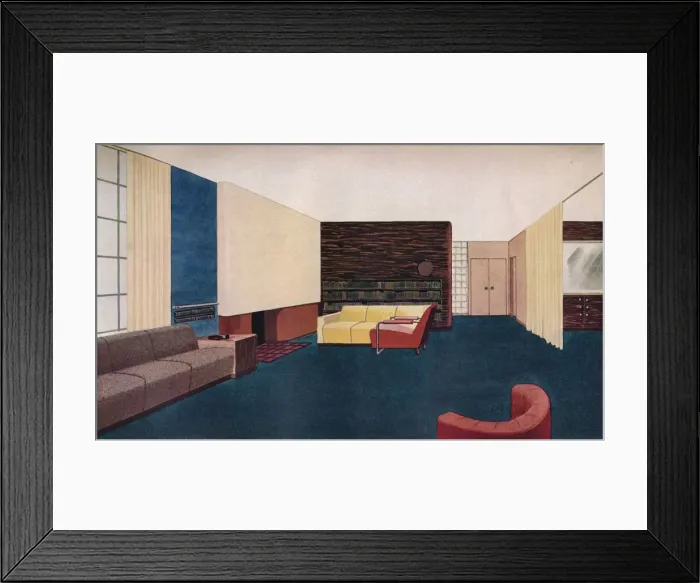 Framed Print : Design for a Living Room, c1937. Artist: Gilbert Rohde Framed Print : Design for a Living Room, c1937. Artist: Gilbert Rohde
