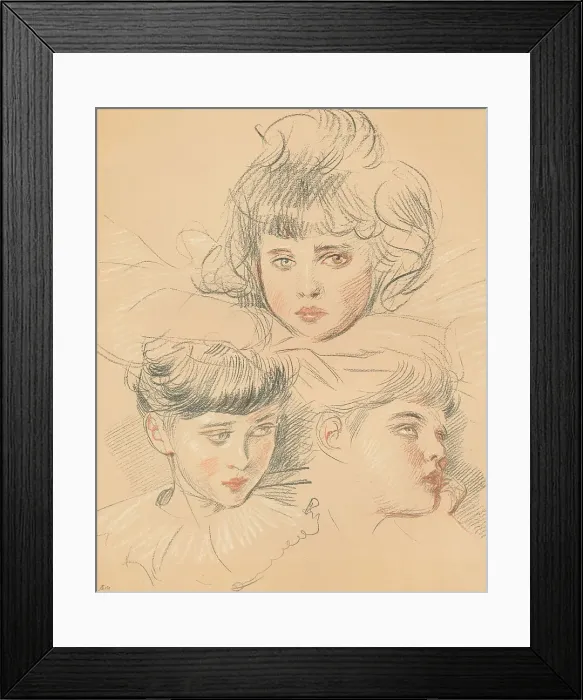 Framed Print : A sketch for a portrait of children, c1897. Artist: Paul Helleu Framed Print : A sketch for a portrait of children, c1897. Artist: Paul Helleu