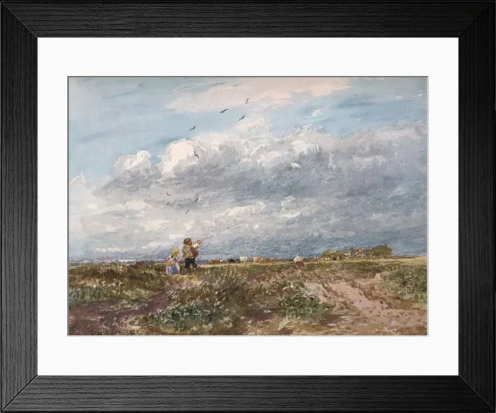 Framed Print : Flying the Kite, 1852. Artist: David Cox the elder Framed Print : Flying the Kite, 1852. Artist: David Cox the elder