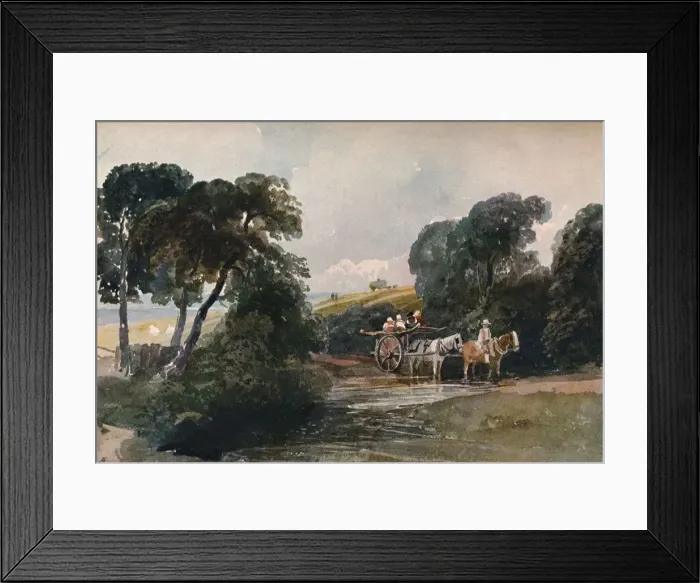 Framed Print : Hay Cart Crossing a Stream, c1824. Artist: Peter de Wint Framed Print : Hay Cart Crossing a Stream, c1824. Artist: Peter de Wint
