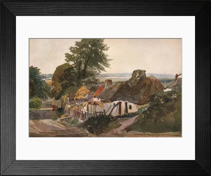 Framed Print : A Lane With Cottages, c1820. Artist: Peter de Wint Framed Print : A Lane With Cottages, c1820. Artist: Peter de Wint