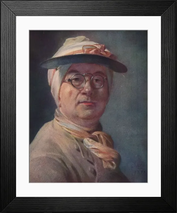 Framed Print : Self-portrait wearing Glasses, 1775. Artist: Jean-Simeon Chardin Framed Print : Self-portrait wearing Glasses, 1775. Artist: Jean-Simeon Chardin