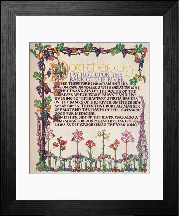 Framed Print : Illuminated Text From The Pilgrims progress, c1920. Artist: Marta Bowerley