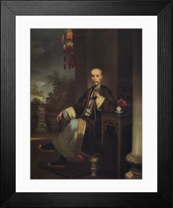 Framed Print : How Qua, Head of the Hong Merchants in Canton, c1830. Artist: George Chinnery Framed Print : How Qua, Head of the Hong Merchants in Canton, c1830. Artist: George Chinnery