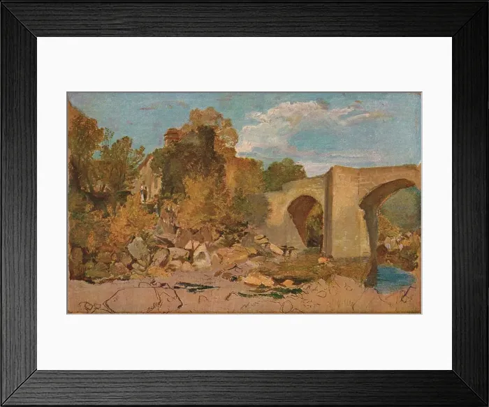 Framed Print : Devonshire Bridge with Cottage, 1813. Artist: JMW Turner Framed Print : Devonshire Bridge with Cottage, 1813. Artist: JMW Turner