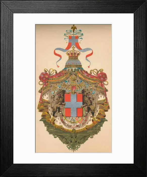 Framed Print : Coat of arms of the Kingdom of Italy, c1933. Artist: Whitehead, Morris & Co Ltd Framed Print : Coat of arms of the Kingdom of Italy, c1933. Artist: Whitehead, Morris & Co Ltd